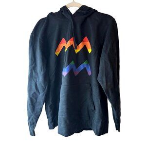 Aquarius Port & Company Black Hoodie Rainbow Graphic long sleeve Algodon blend